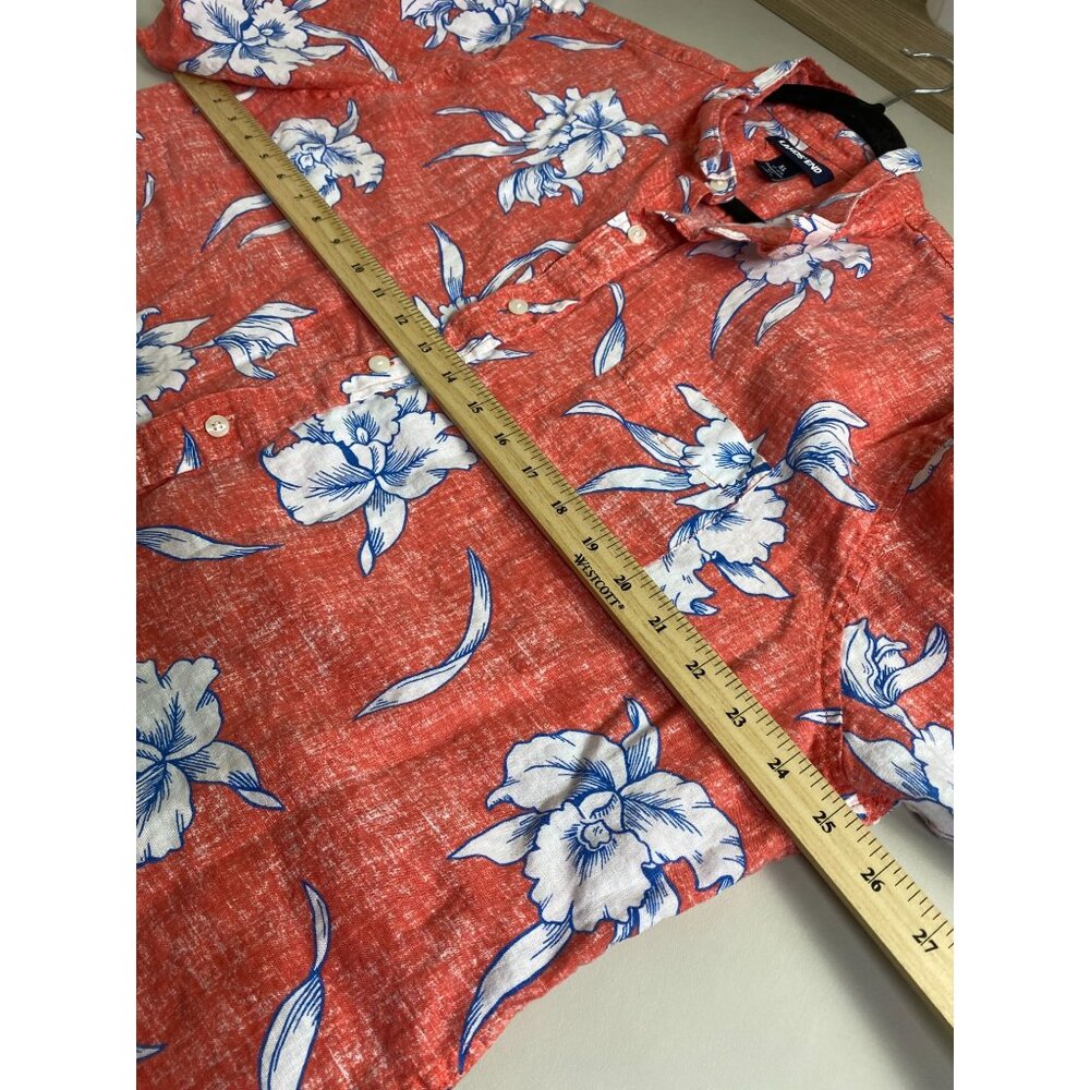 Lands End Linen‎ Hawaiian Shirt Men sz XL Short Sleeve Button Up Traditional Fit - Picture 7 of 14